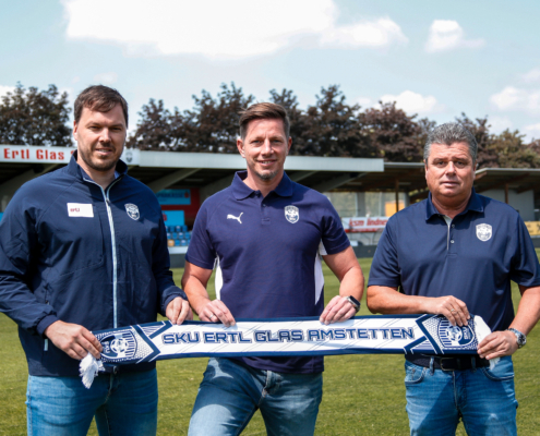 SKU Amstetten - Sportdirektor Thomas Gebauer, Cheftrainer Andreas Gahleitner, Vorstand / Sportliche Leitung Harald Vetter - Credits: Sabrina Waldbauer