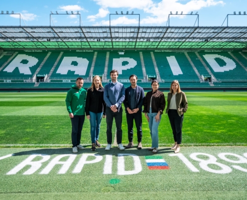 Steffen Hofmann, Elisabeth Overbeeke, Friedrich Ludwig, Paul Nimmerfall, Catharina Ahmadi, Daniela Bauer - Credits: SK Rapid - Ruschka